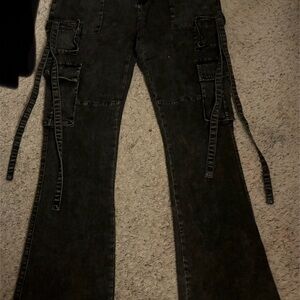 Black Cargo Pants with Straps, (BRAND NEW NEVER USED WITH ALL TAGS!!)